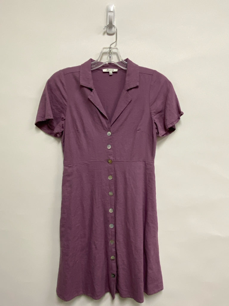 Madewell Size 2 Purple Button Up Linen Blend Ladies Dress