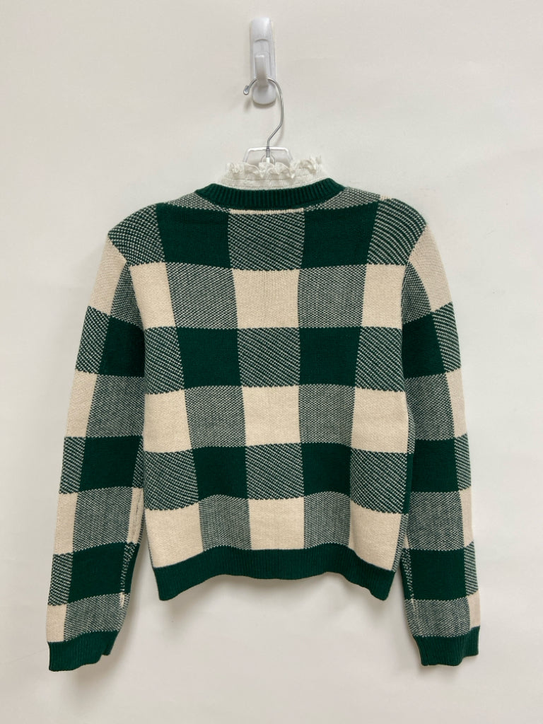 Anthropologie Size XS Green/Cream Checkered Ladies Sweater