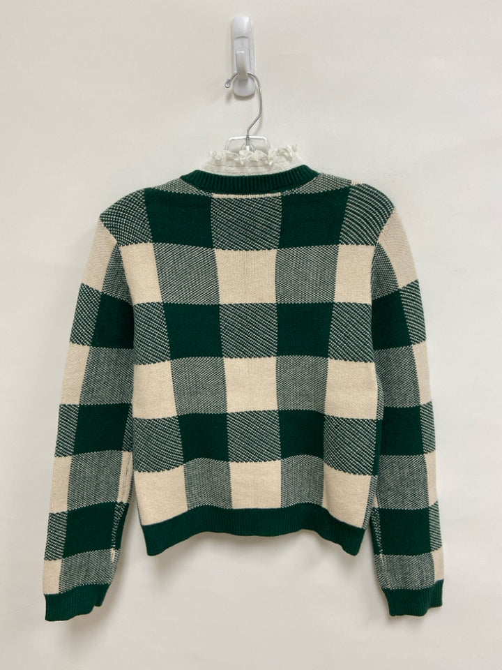Anthropologie Size XS Green/Cream Checkered Ladies Sweater
