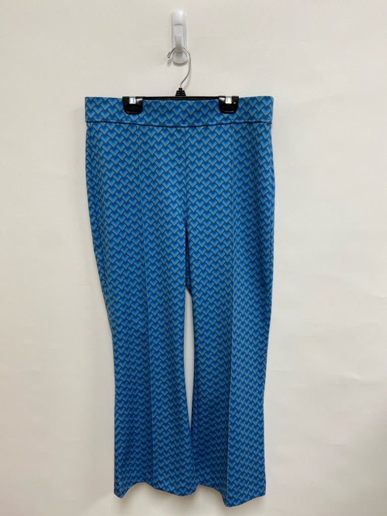 Jones &amp; Co. Size L Navy/Blue Beige Geometric Pull-on Ladies Pants