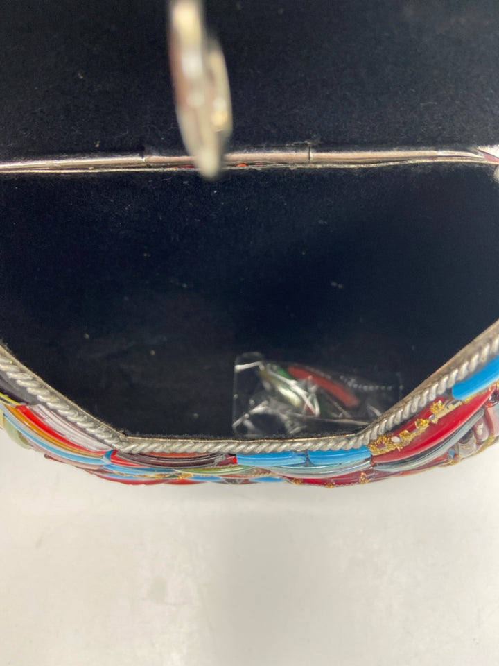 Multi-Color Beaded Glass Handbag
