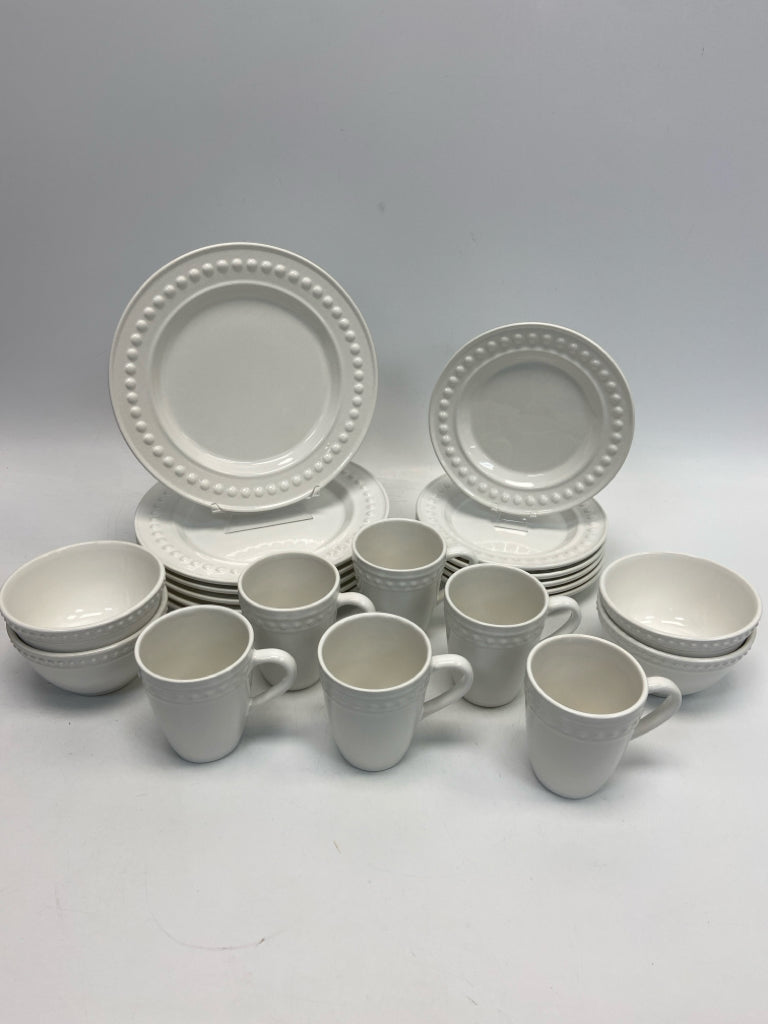 White Beaded Trimmed Dishes