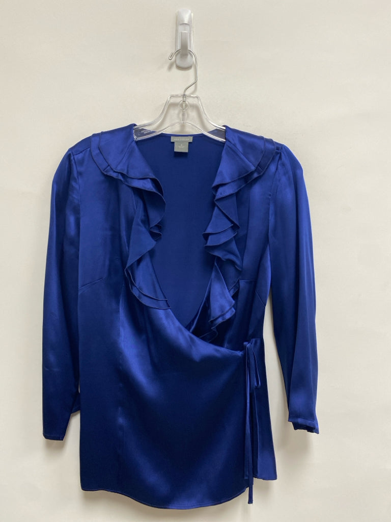 Ann Taylor Size 8 Navy Ruffles Ladies Top