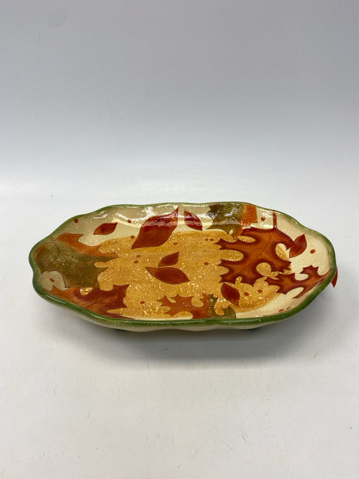 Tan Orange/Multi Leaves Ceramic Fall