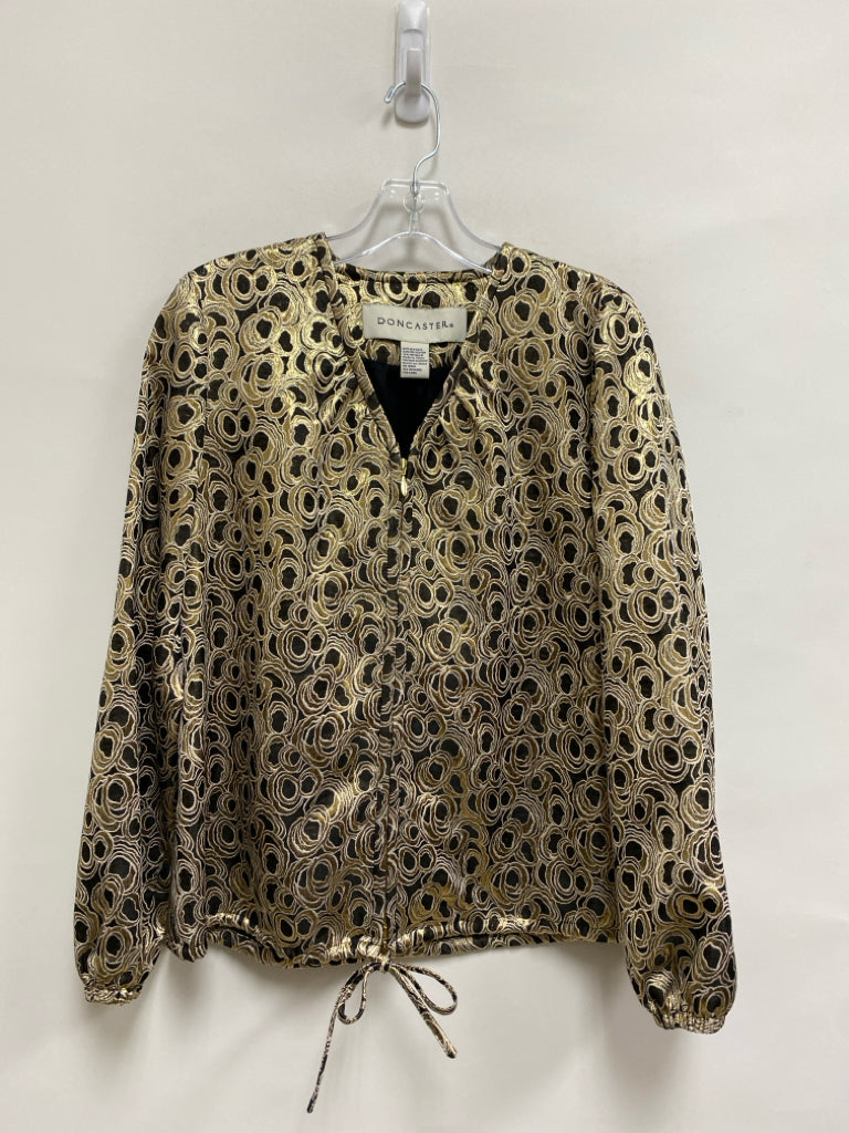 Doncaster Size 4 Cream/Gold Black Shapes Zip Down Ladies Jacket