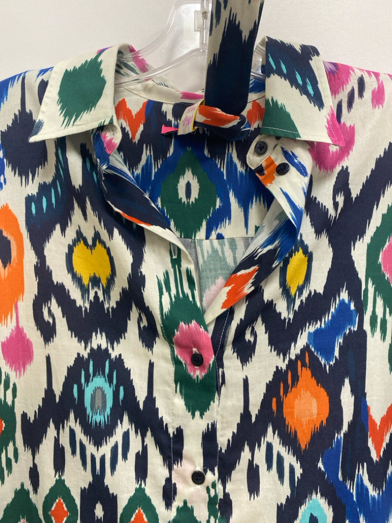 Size XS Cream Multi Color V Neck Ladies Dress