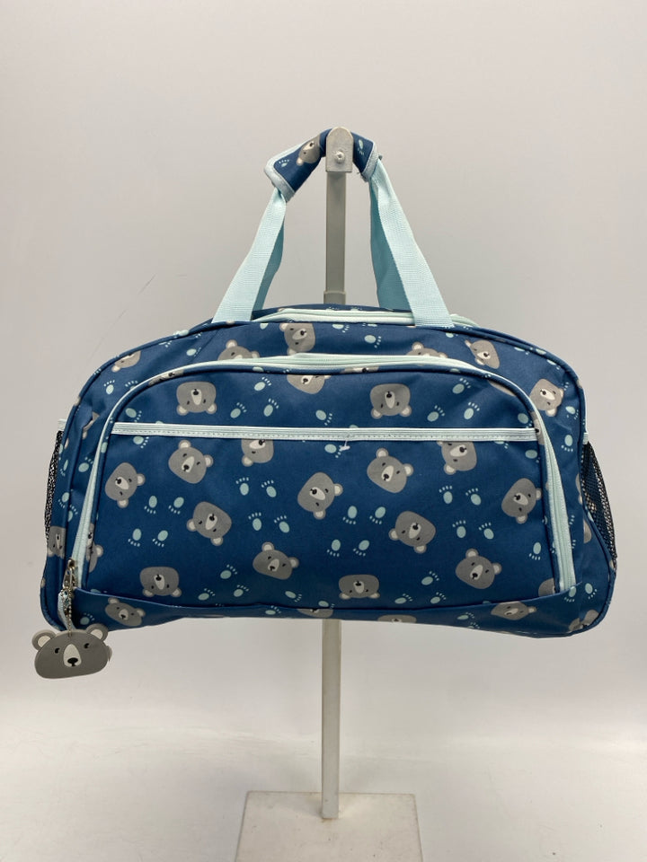 Teal Blue Gray Bears Kids Bedding