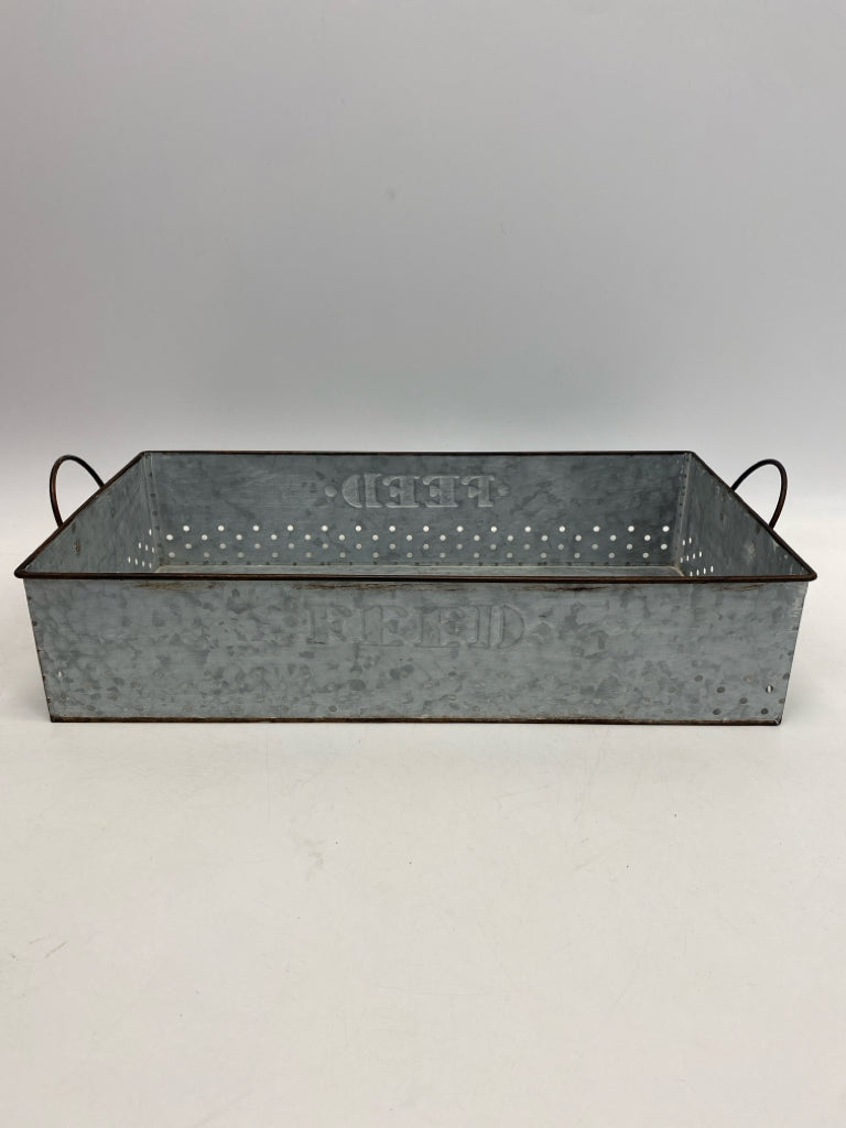 Silver Galvanized Metal Tray