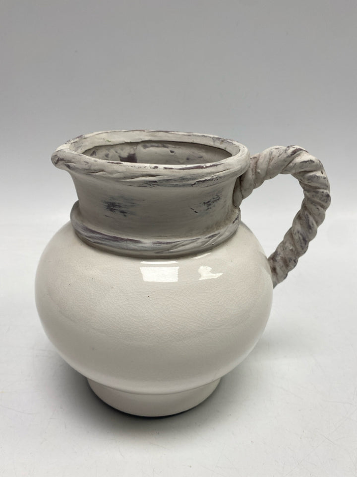 White Distressed Ceramic Pitcher