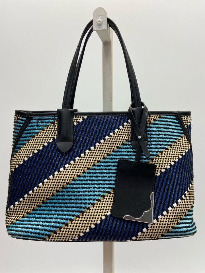Calvin Klein Black Blue/Tan Woven Handbag