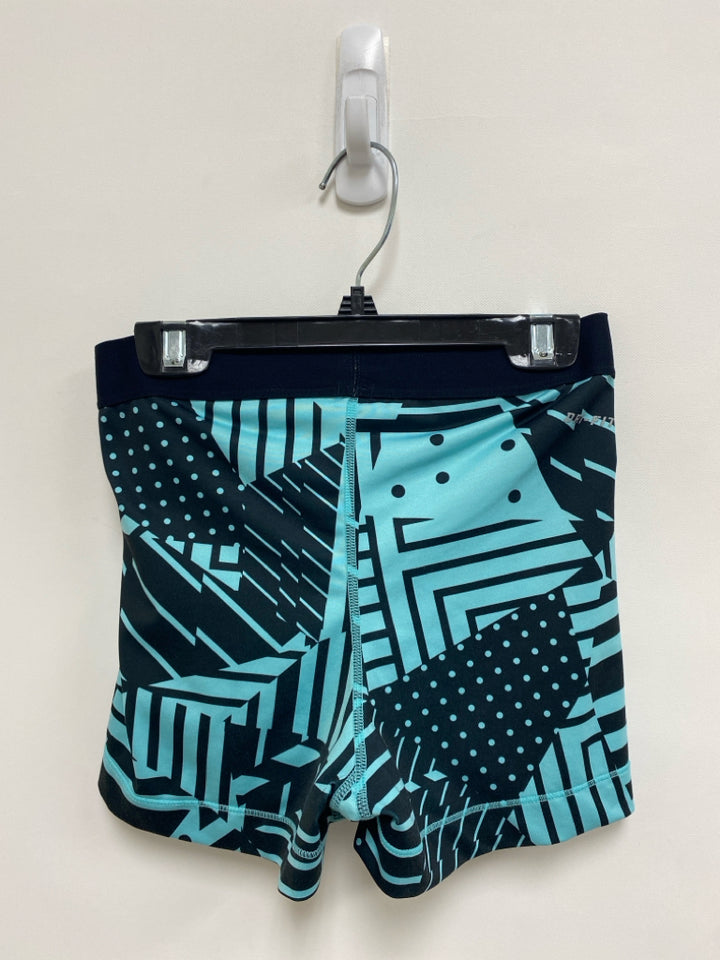 Nike Size S Aqua/Black Shapes Spandex Athletic Shorts
