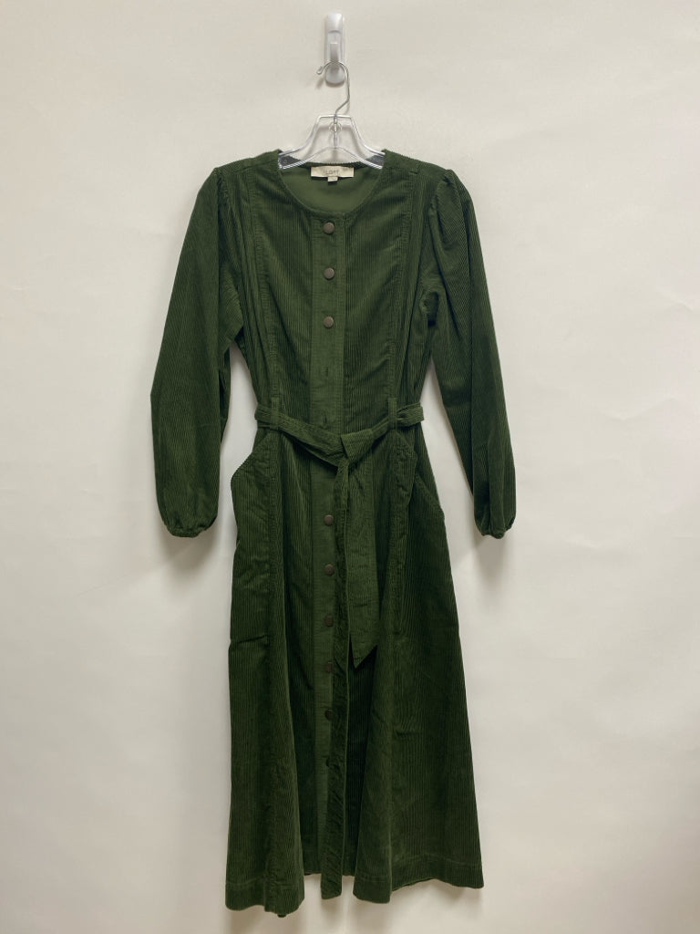 LOFT Size 4 Dark Green Button Up Corduroy Ladies Dress