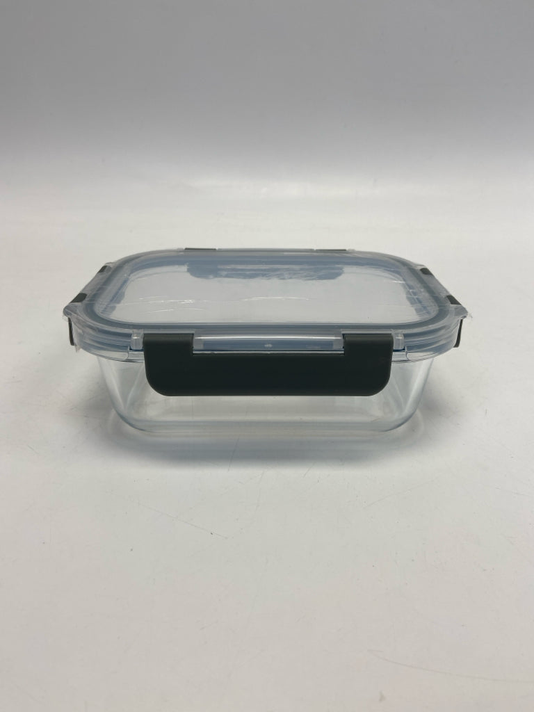 NWOT Clear Gray Glass Storage Container