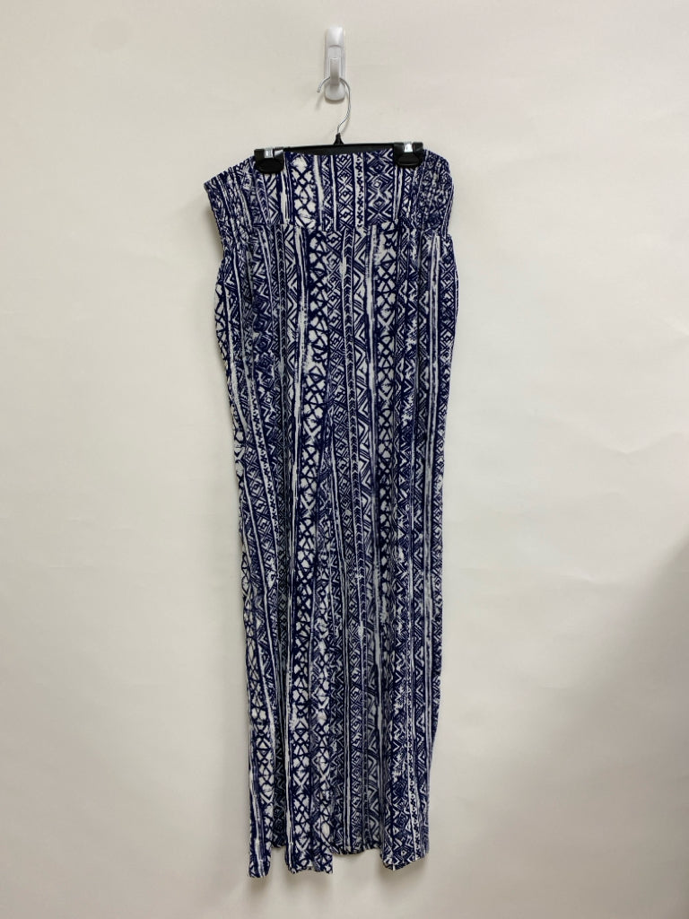 Three Dots Size L Navy White Southwestern Pull-on Ladies Pants