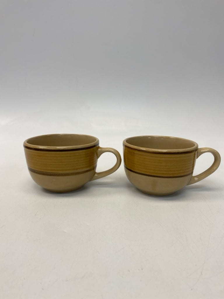 Tan Gold Striped Coffee Mug