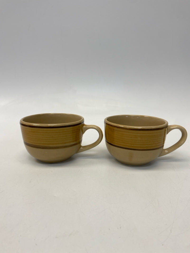 Tan Gold Striped Coffee Mug