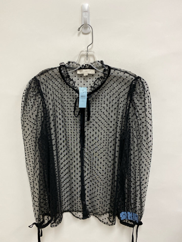 NWT LOFT Size LP Black Polka Dot Petite Top