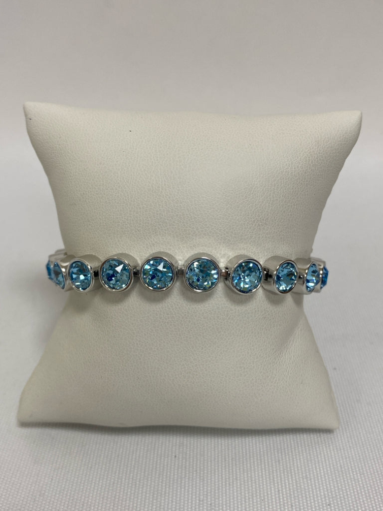 NEW/BOX Silver Color Blue Crystal Bracelet