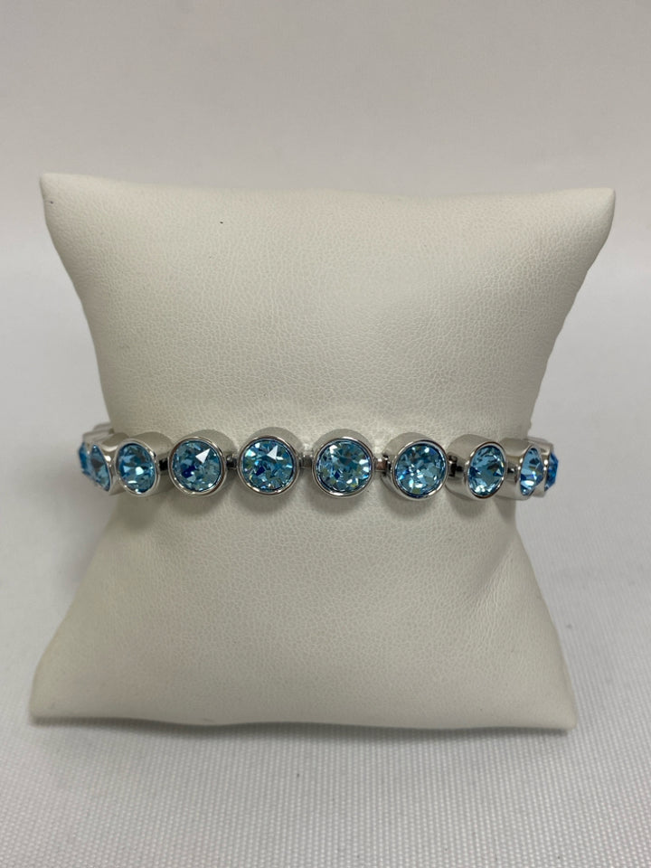 NEW/BOX Silver Color Blue Crystal Bracelet