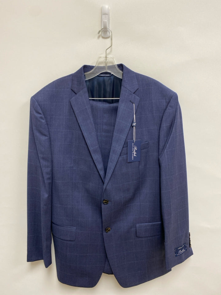 NWT Ralph Lauren Size 44R Dark Blue Windowpane Wool Men&