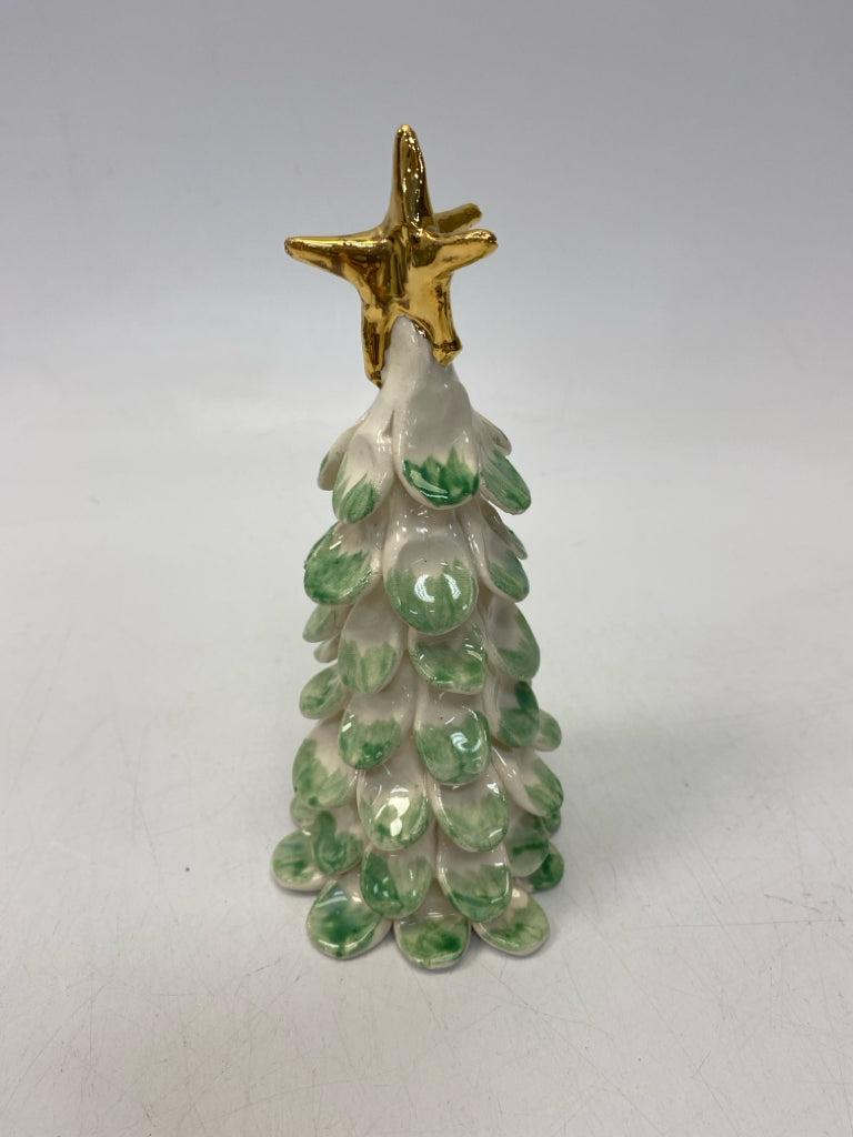 Cream Green/Gold Pottery Christmas