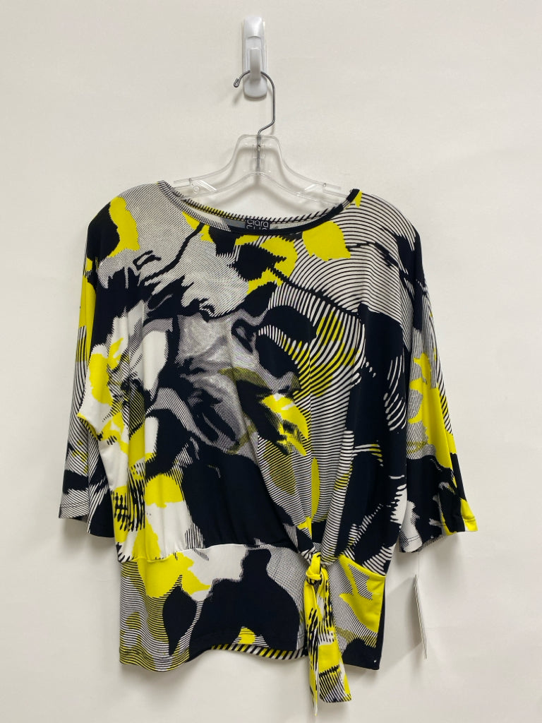 NWT Clara Sun Woo Size XS Yellow Black/White Abstract Ladies Top