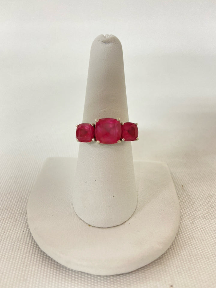 Pink Silver Jeweled Ring