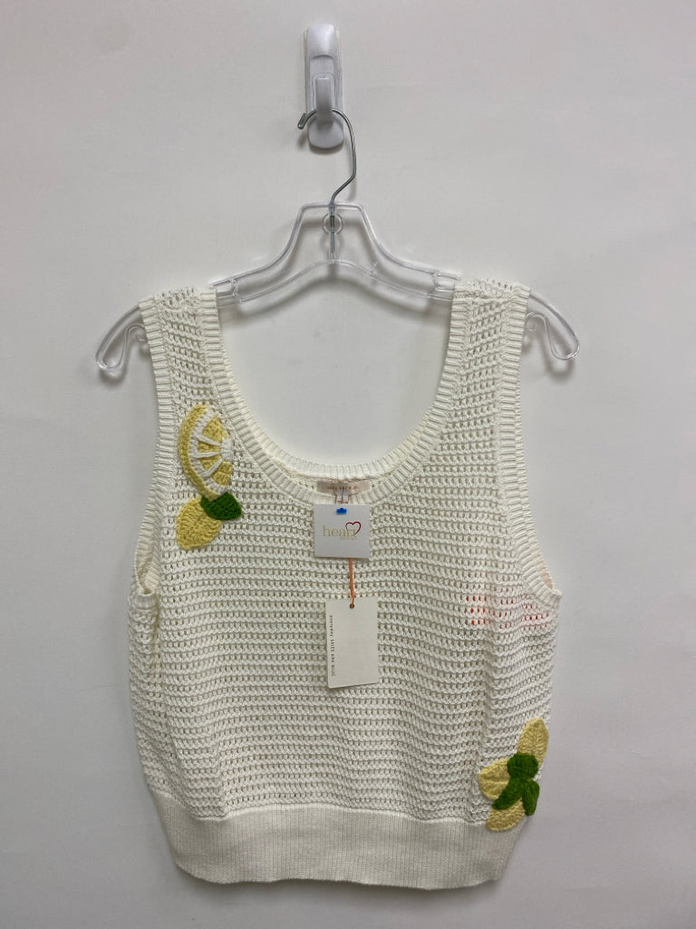 NWT Skies Are Blue Size L White Sleeveless Ladies Sweater