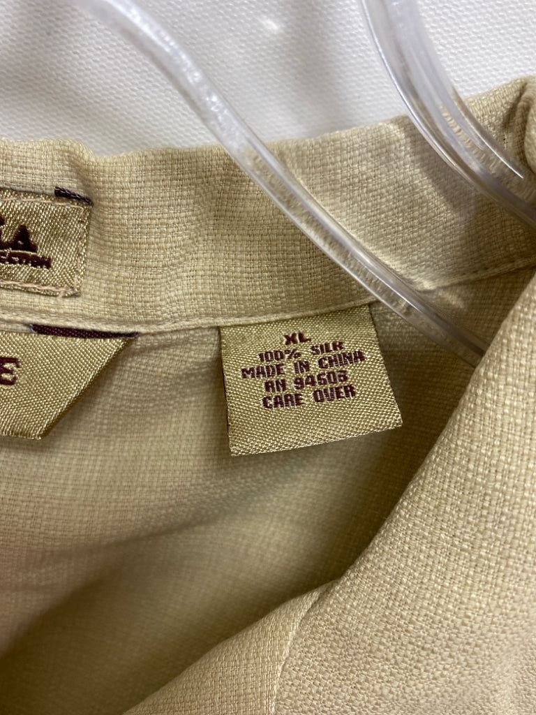 B C Ethics Size XL Tan Button Up Silk Men&