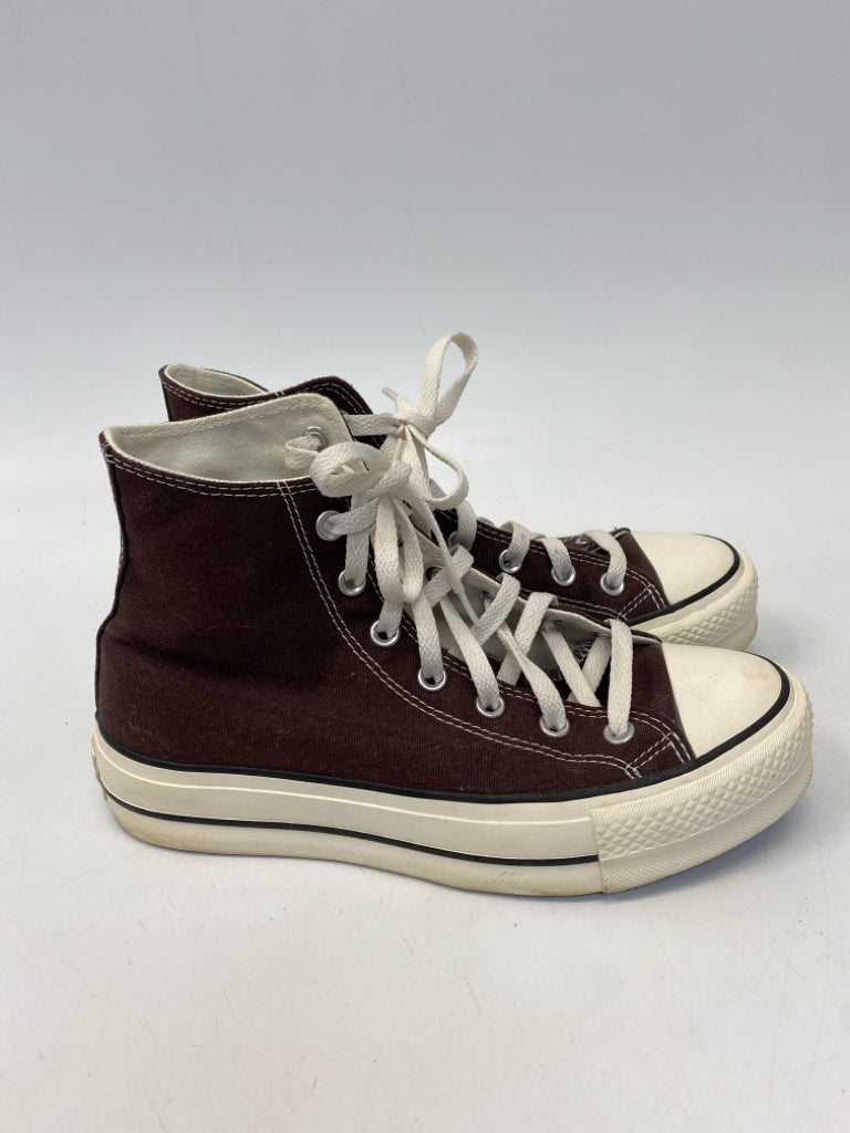 Converse US Shoe Size 8.5 Brown Lace-up Sneakers