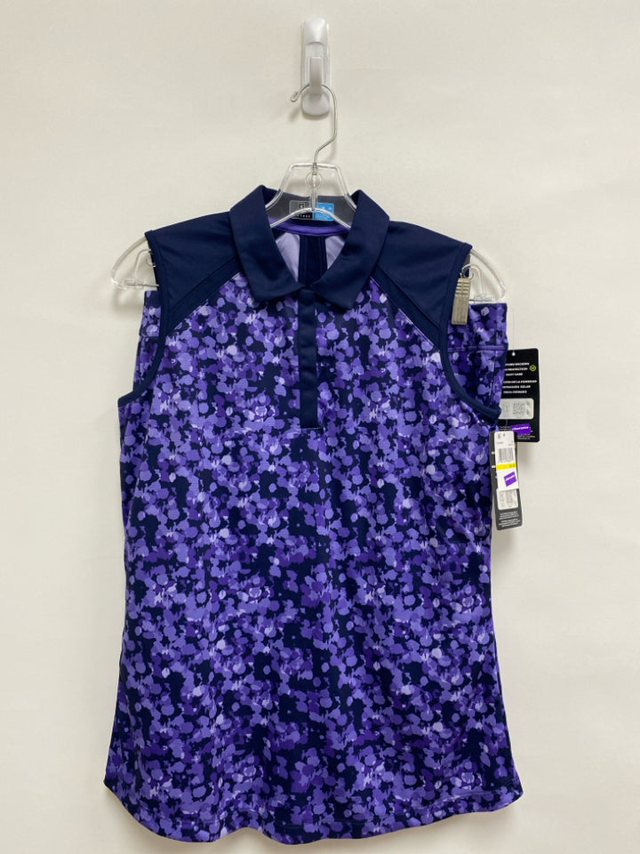 NWT PGA TOUR Size M Navy Purple Print Sleeveless Athletic 2pc