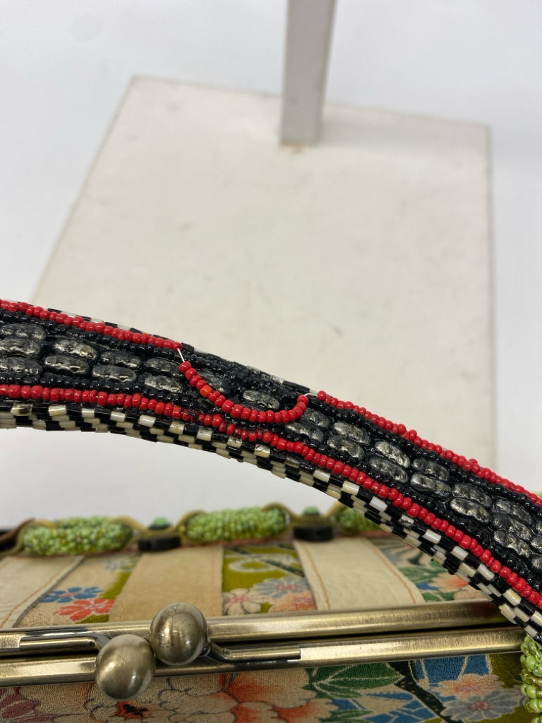 Mary Frances Black Multi-Color Beaded Handbag