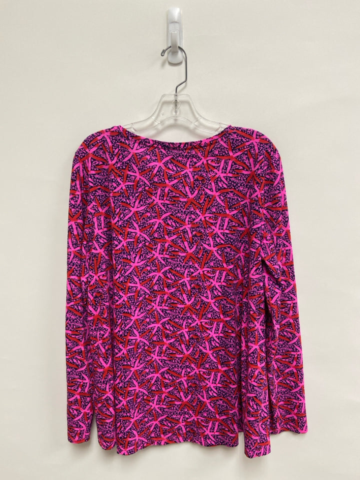 LILLY PULITZER Size XL Navy/Red Pink Starfish Long Sleeve Ladies Top
