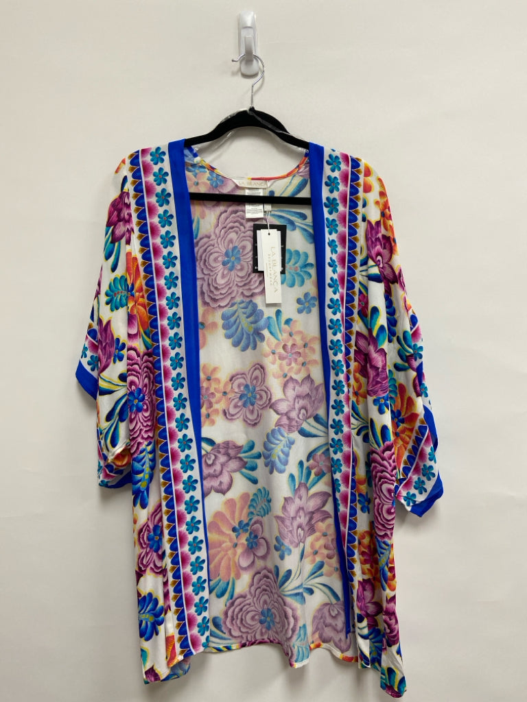 NWT La Blanca Size OSFM Royal Blue/White Purple/Multi Floral Ladies Coverup