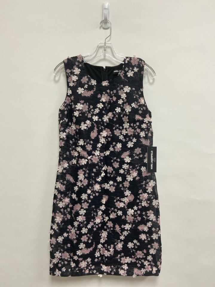 NWT Karl Lagerfeld Size 6 Black Pink Applique Sleeveless Ladies Dress