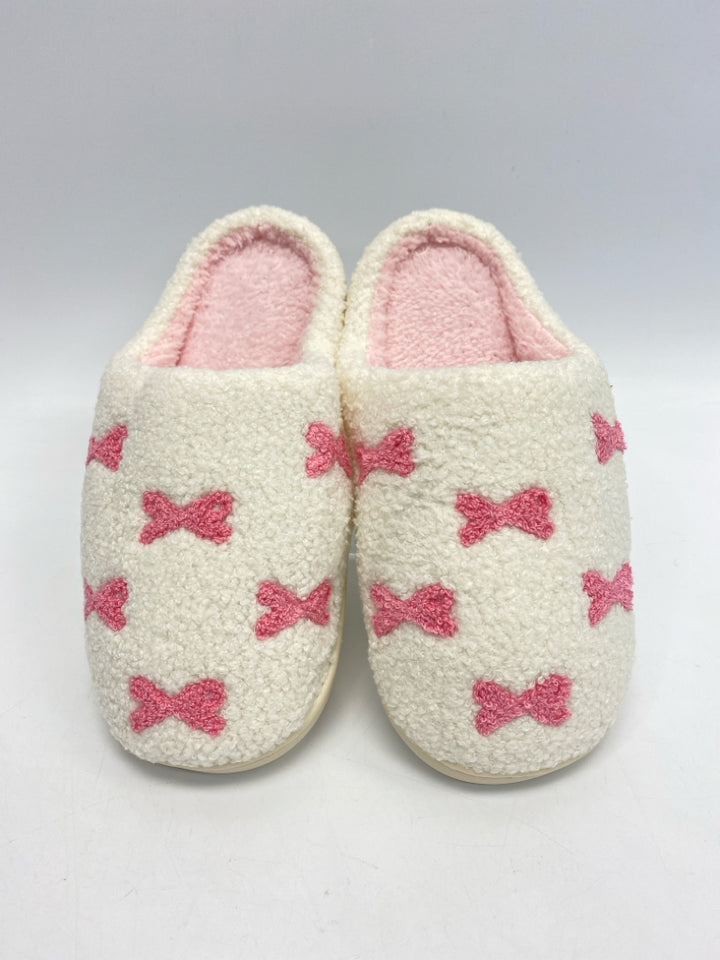 Size S,M,L White Pink Bow(s) Slippers