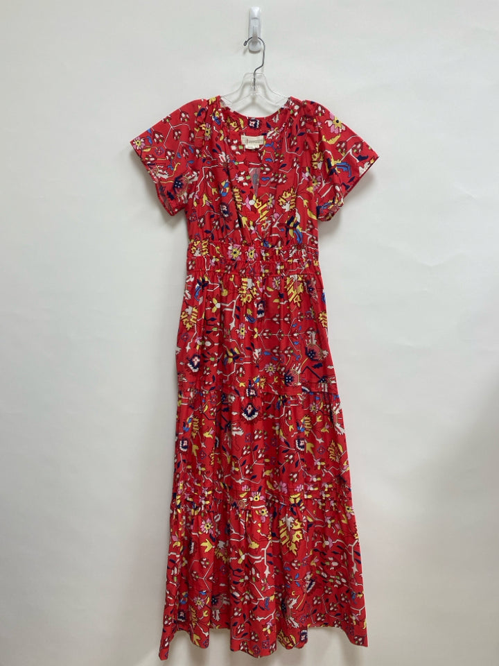 Anthropologie Size S Red Navy/White Floral Ladies Dress