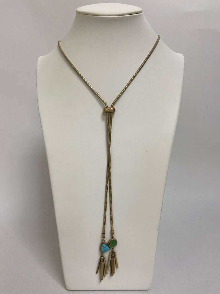 Kenneth Cole Gold Color Turquoise Shapes Necklace