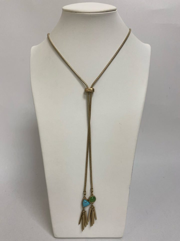 Kenneth Cole Gold Color Turquoise Shapes Necklace