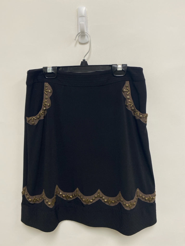 RANNA GILL Size S Black Tan Beaded Ladies Skirt