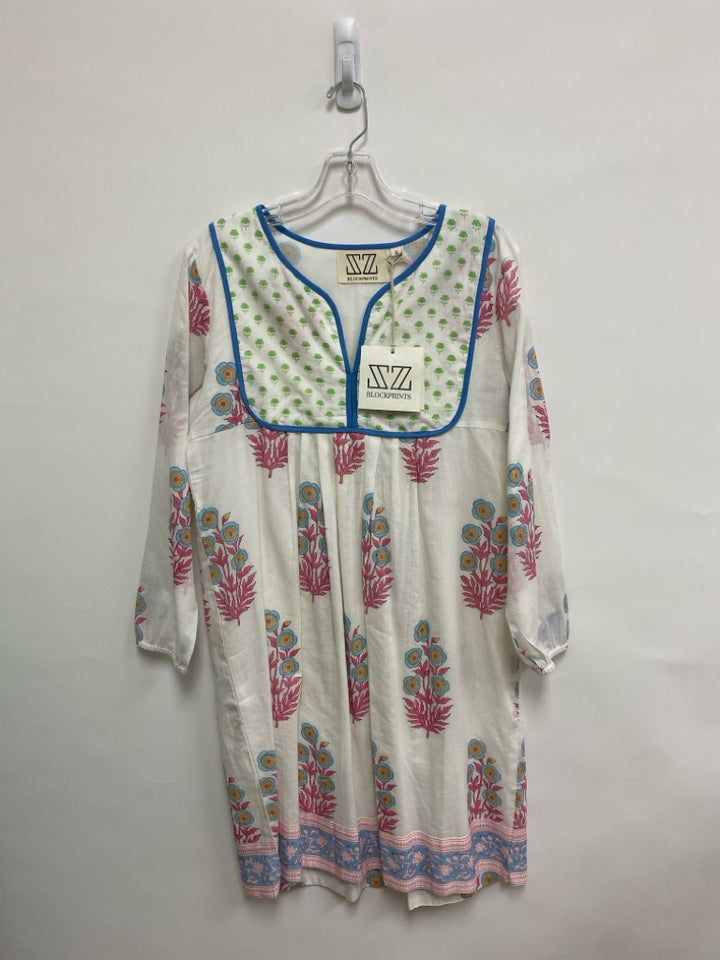 NWT Size S Cream/Green Blue/Multi Floral Ladies Dress