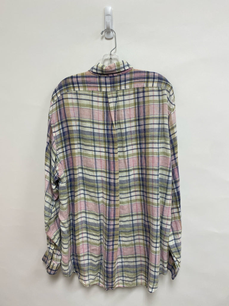 Ralph Lauren Size XL Green Navy/Pink Plaid Button Up Men&
