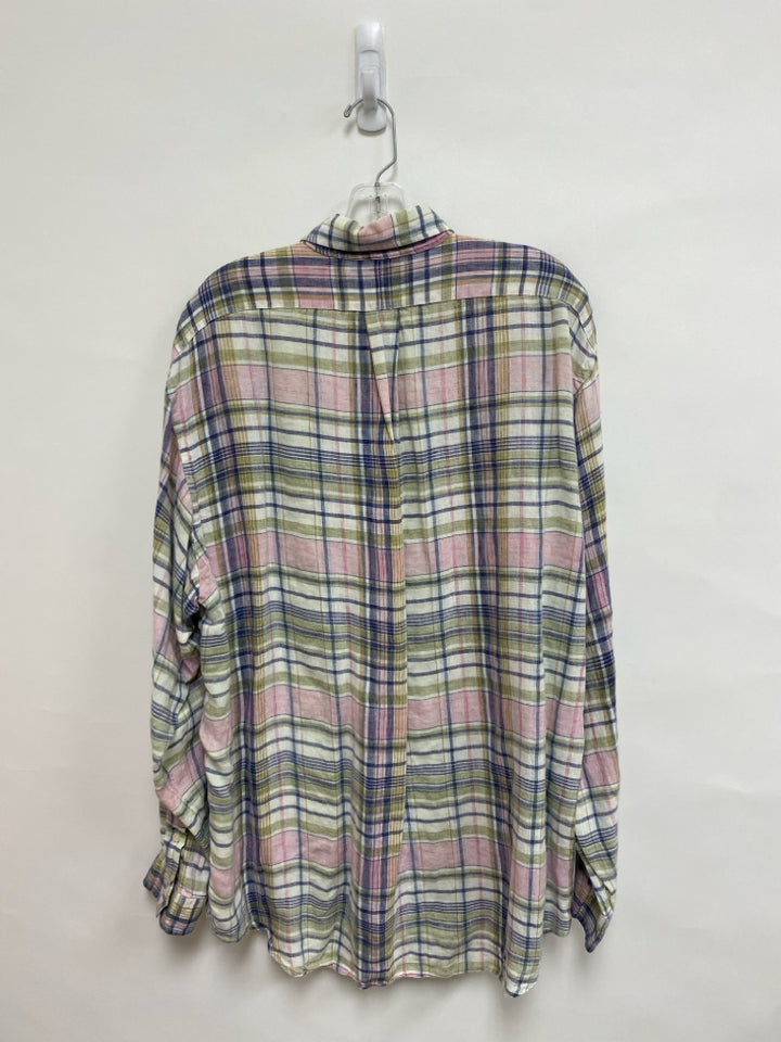 Ralph Lauren Size XL Green Navy/Pink Plaid Button Up Men&