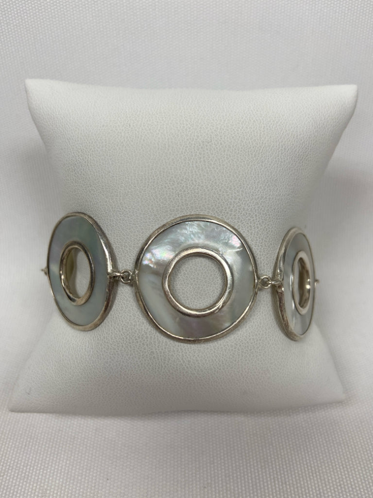 Sterling Silver Iridescent Disc Bracelet