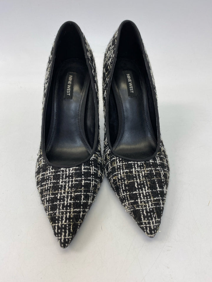 Nine West US Shoe Size 9.5 Black/White Fabric Heels