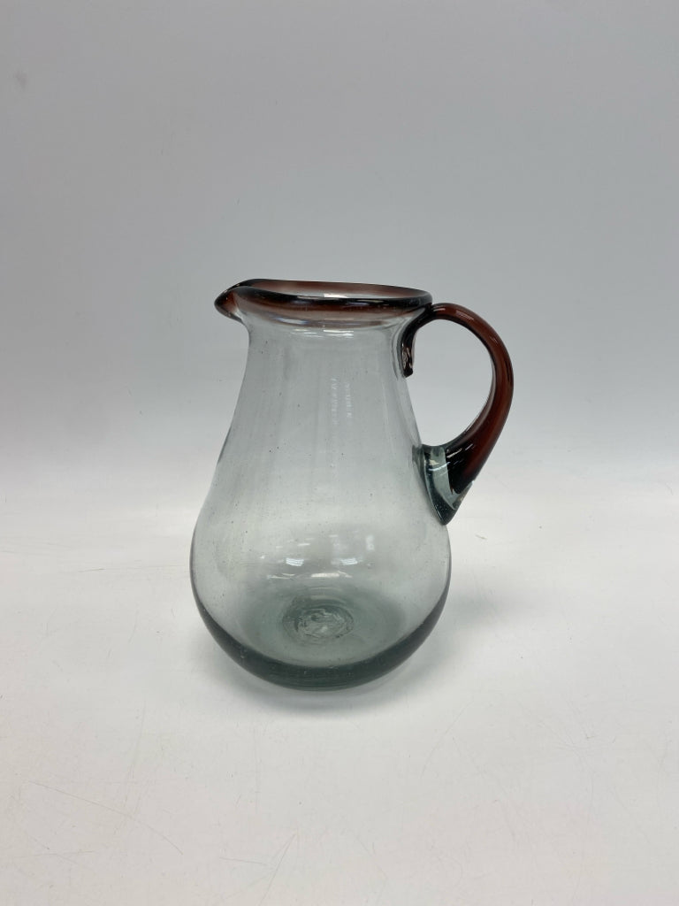 Gray Plum Trimmed Glass Pitcher