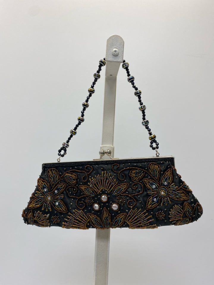 Bisou Bisou Black Multi-Color Beaded Handbag