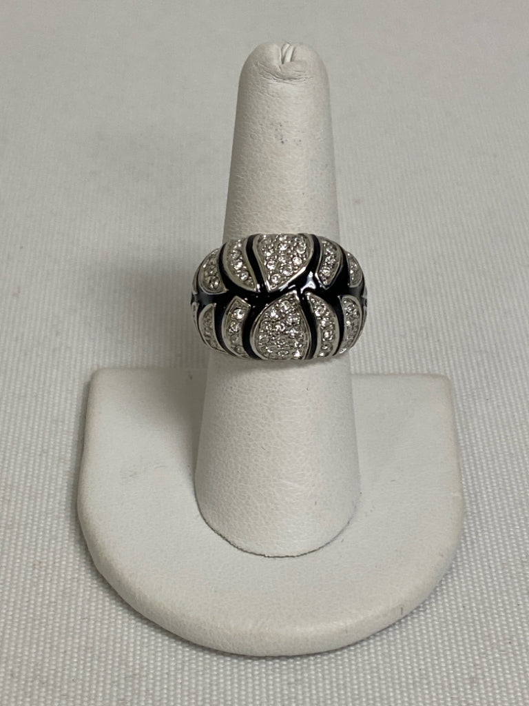 Silver Black Jeweled Ring