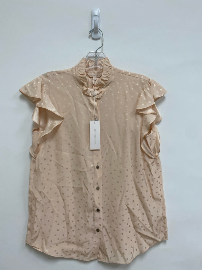 NWT Rebecca Taylor Size 2 Pale Peach Ruffles Sleeveless Silk Ladies Top