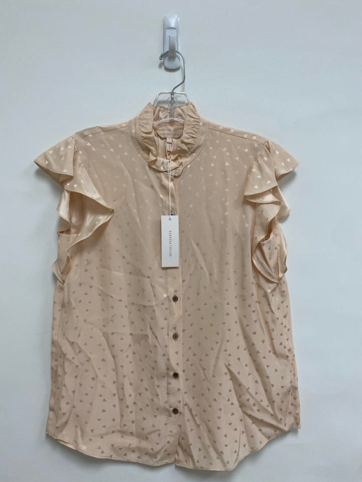 NWT Rebecca Taylor Size 2 Pale Peach Ruffles Sleeveless Silk Ladies Top